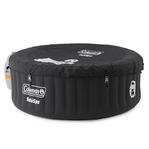 Outdoor portable inflatable hot tub spa for 4 persons with 120 nozzles, pumps, 2 filter elements and bathtub cover