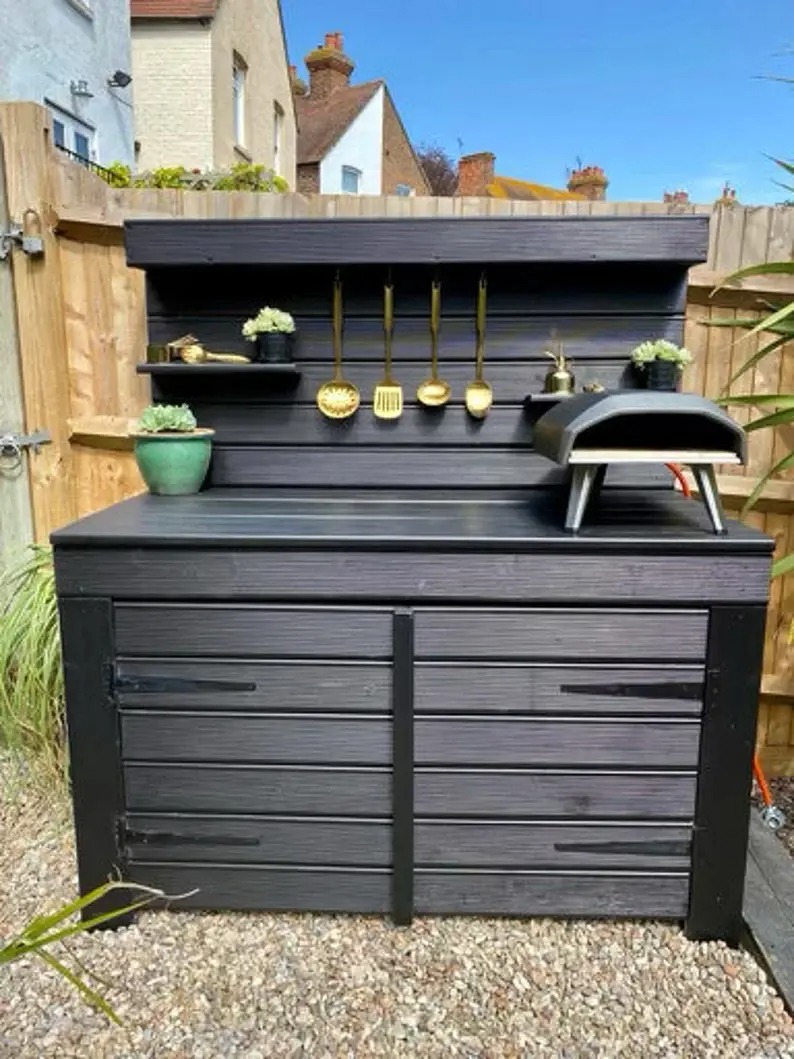 Outdoor Pizza oven kitchen/ pizza server/ BBQ table with full Cupboard