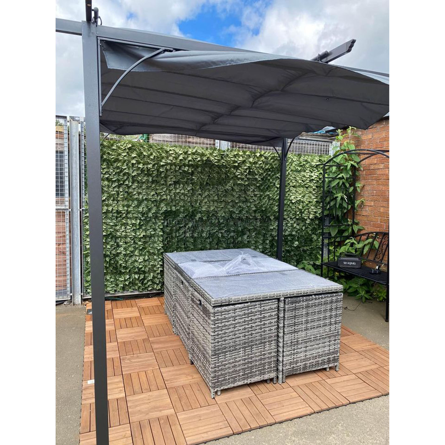 10 seat grey rattan patio garden dining set table and chairs