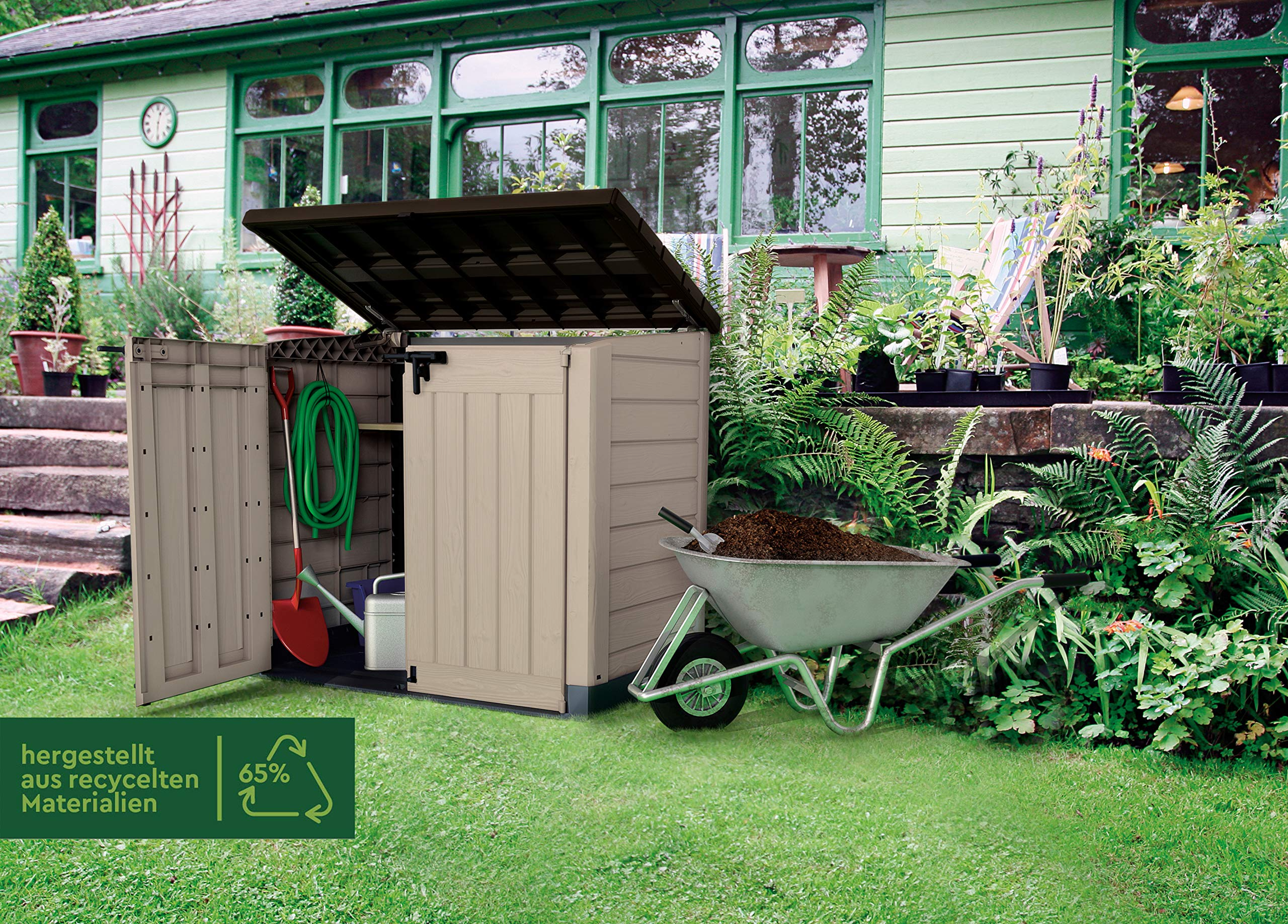 【Storage Shed】【BS】Plastic Storage Unit Box Garden Outdoor Sheds Wheelie Bins for Tools Bikes Lawn Mowers