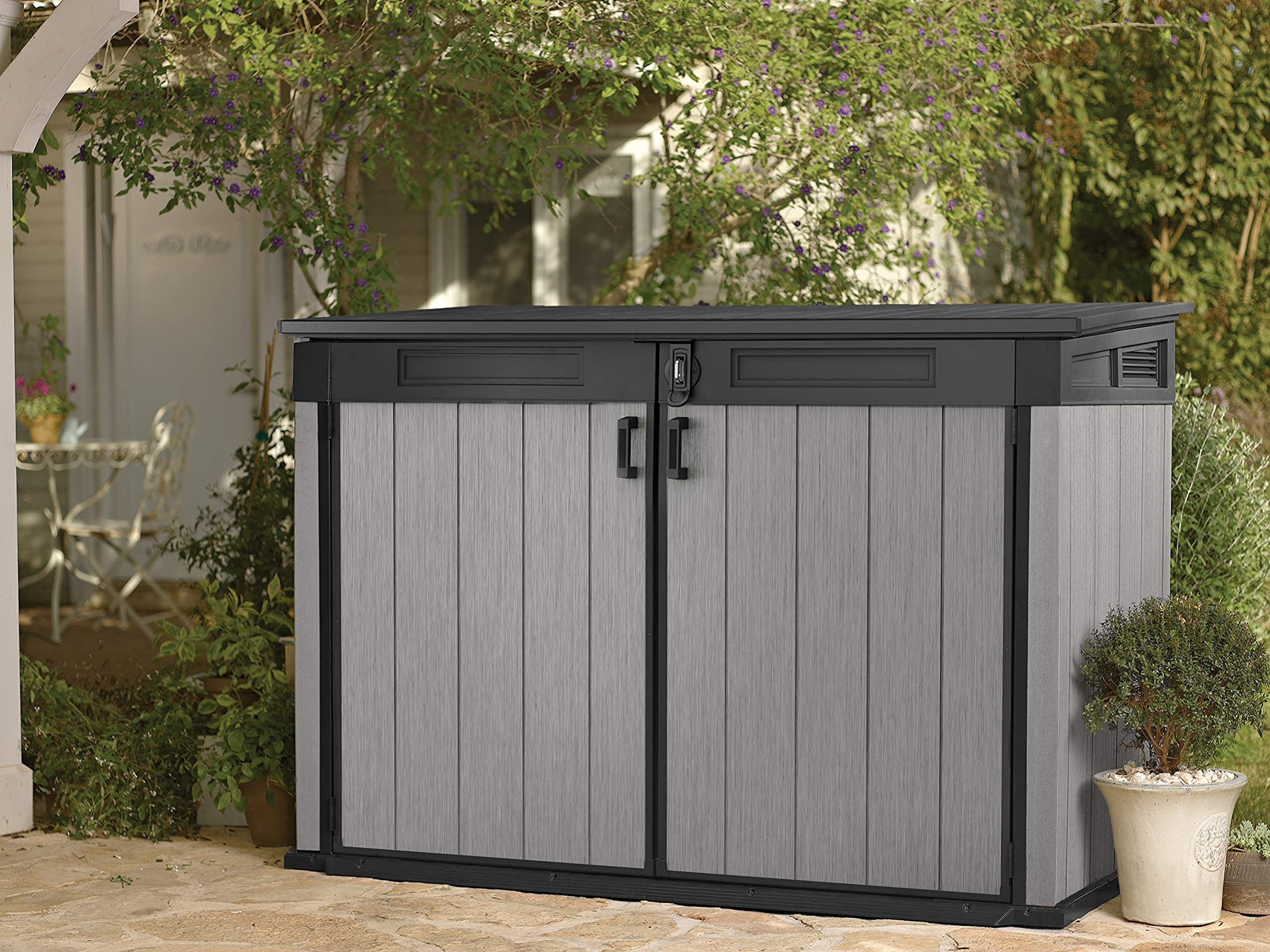 Keter Store It Out Grande Outdoor Plastic Garden Storage Shed, Grey and Black, 190 x 109 x 132 cm