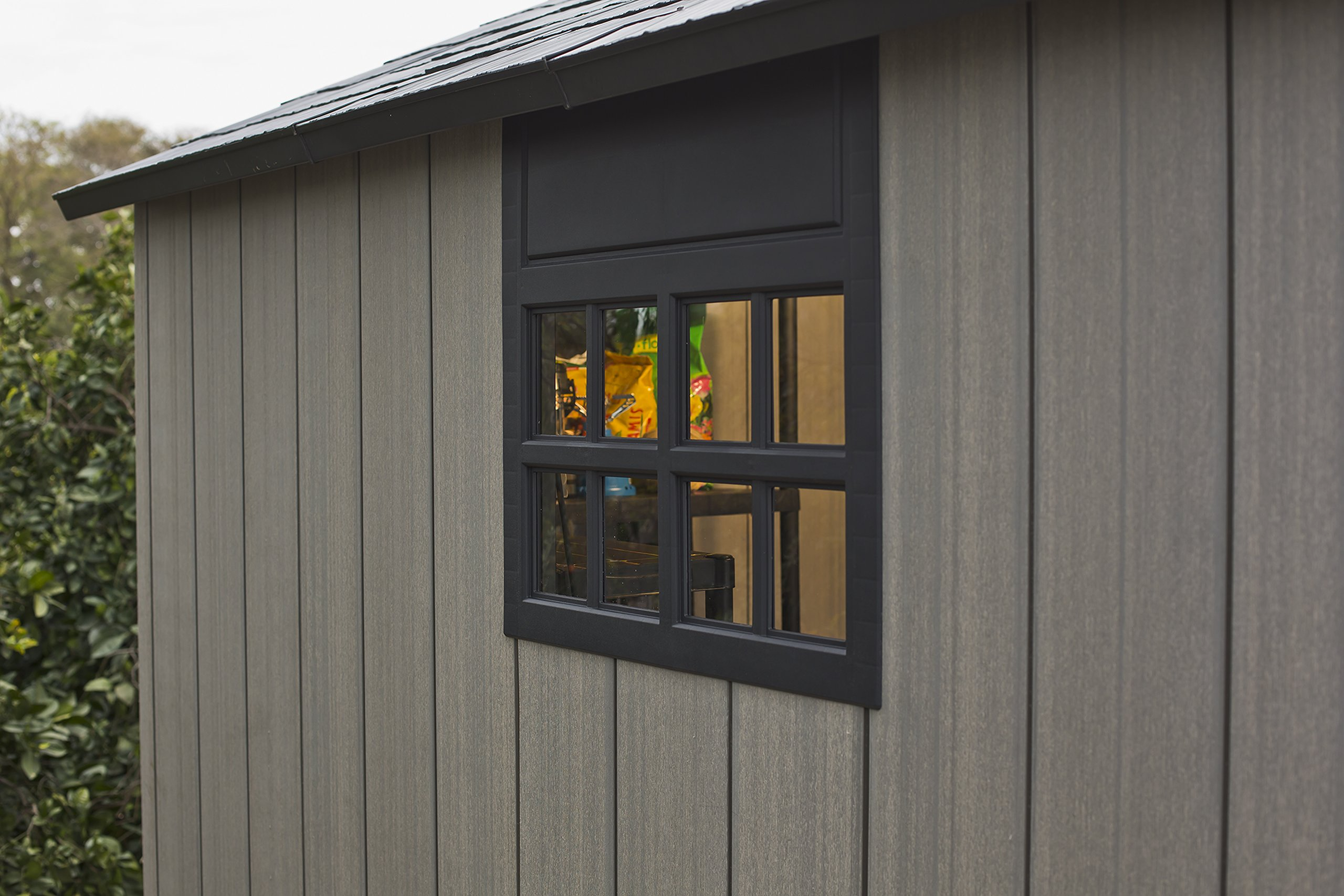 【Storage Shed】Oakland Outdoor Plastic Garden Storage Shed, Grey, 7.5 x 11 feet