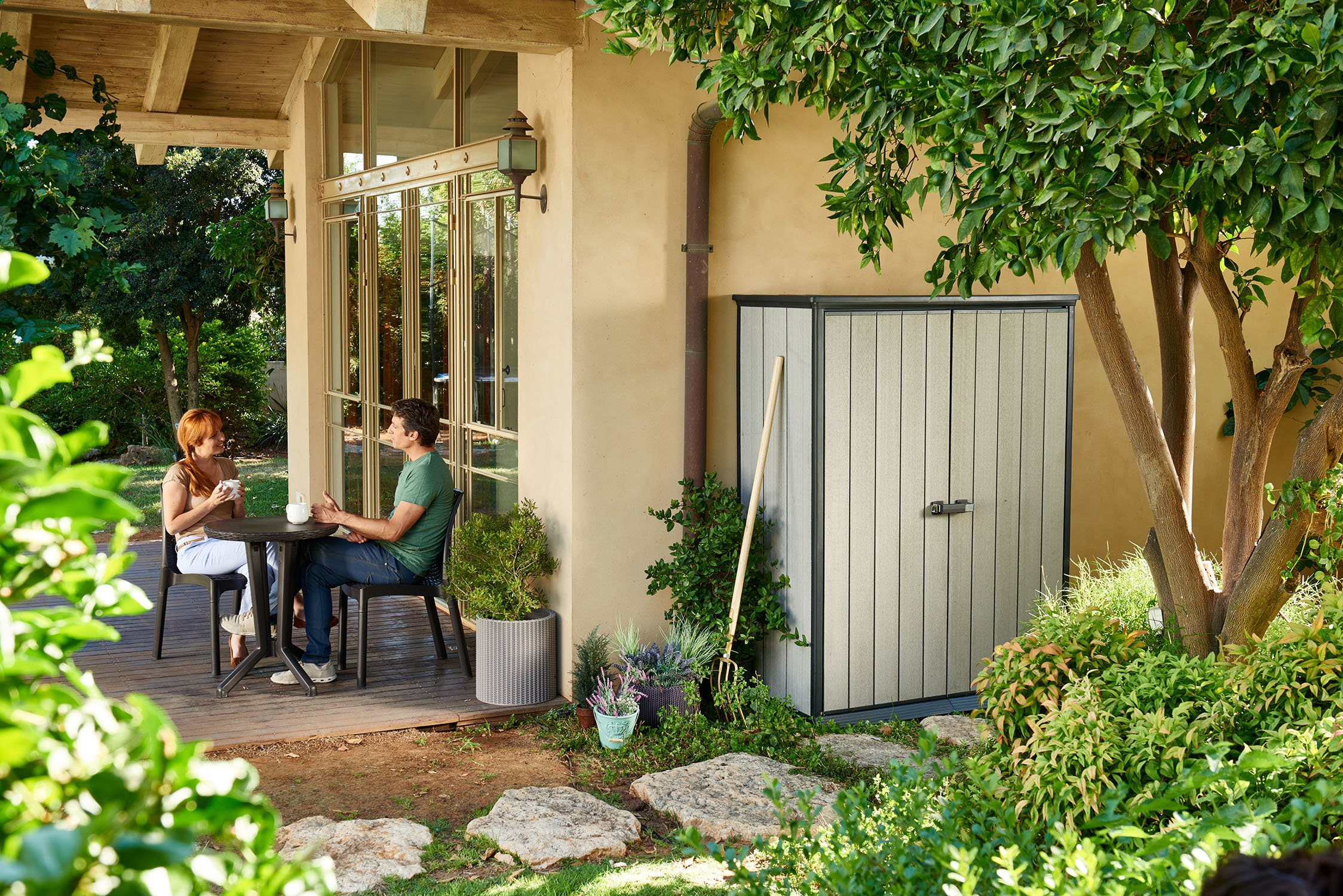 【Storage Shed】High Store 4.5 x 2.5 Vertical Outdoor Resin Storage Shed, Grey