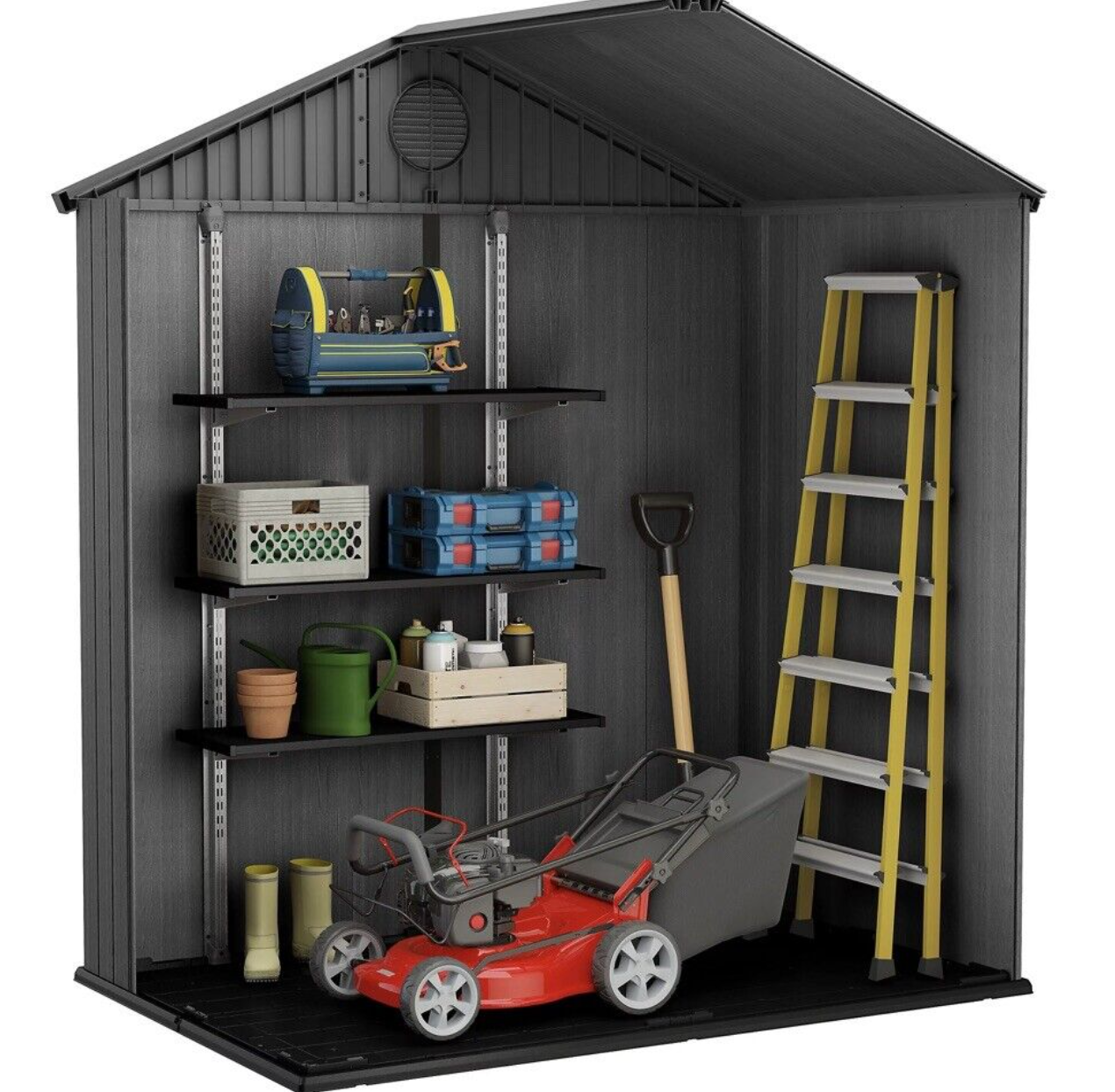 Keter Darwin 6 X 4 Ft Double Door Shed, Garden Storage Shed - Grey