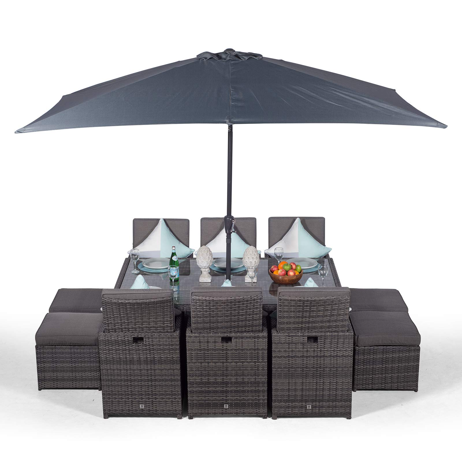 Cube Rattan Garden Furniture Set Chairs Sofa Stool Table Patio 6 Seater Set