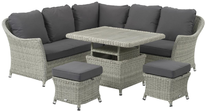 Bramblecrest Monterey Mini Corner Set with Adjustable Table - Dove Grey