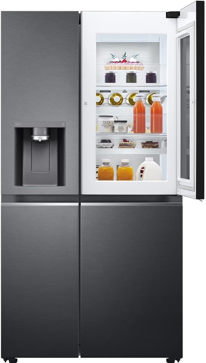 LG GSXV90MCAE InstaView 635L Door-in-Door Fridge Freezer, Matte Black